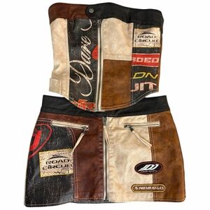 Jaded London Daytona Vegan Faux Leather Set, Mini Skirt and Corset Top, US 4